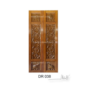 Wooden Shelf and Door with Floral Design**