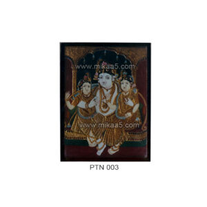 Lord Krishna Tanjore Painting with Radha & Rukmani