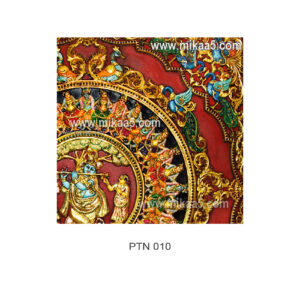 Krishna playing flute Tanjore painting